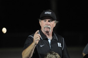 Robinson head football coach, Mike DePue addresses his team after big district win