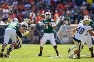 Miami Senior QB Brad Kaaya can reach 10,000 passing yards for his career with the Hurricanes if he has a 314-plus yard game against West Virginia. Photo courtesy of Miami Hurricanes Football Facebook.