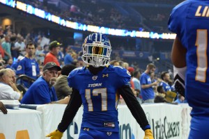 Tampa Bay Storm WR Kendrick Ings after scoring one of his multiple TDs
